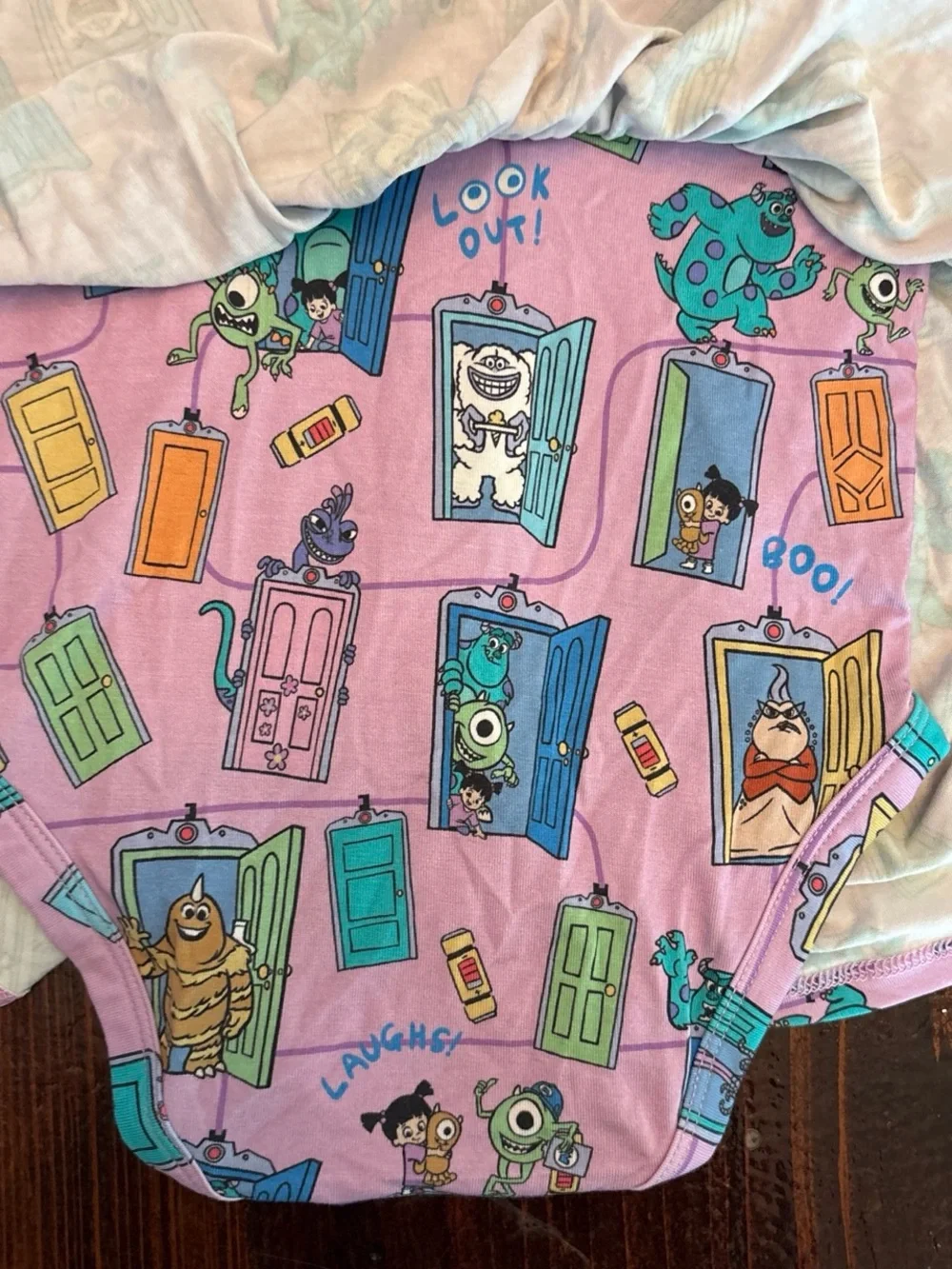 Little Sleepies Pink Monsters Doorprint Long Sleeve One-Piece